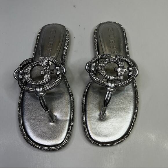 GUESS Saima G Cutout Rhinestone sandals silver metallic crystal rhinestone - 6 - Picture 4 of 12
